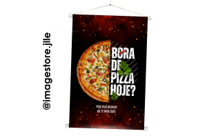 Banner em Lona Tamanho Padrão Lona, bastão, corda e acabamento 60cm x 90cm 4x0 Lona PVC Solda, Bastão, Corda e Acabamentos 