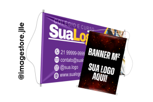 Banner em Lona em Metro Lona, bastão, corda e acabamento  4x0 Lona PVC Solda, Bastão, Corda e Acabamentos 