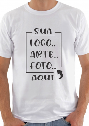 Camiseta Branca Personalizada Tecido Poliéster  4x0  Sublimação em Cores Branca