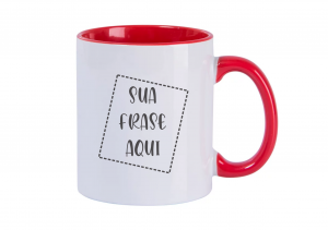 Caneca Cor Interna Personalizada Porcelana 96x150mm Preta, Verde, Azul, Vermelha, Amarela, Rosa Sublimação Sublimação 4 cores Interior Colorido