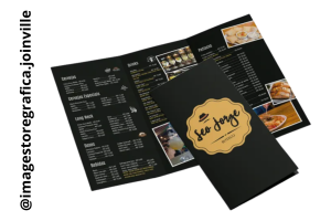 Cardápio Papel Laminado 2 Dobras Couche 250 gr 30x42 4x4 Laminação Impressão laser 1200dpi 