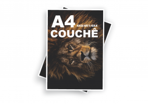 Impressão Couchê A4 Couchê 210mm x 297mm 4X0 /  4X4  Corte reto 