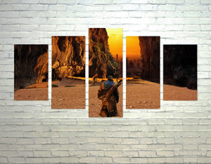 Quadros Canvas Deserto Canvas + Madeira Tratada  4x0 Canvas Canvas com Impressão alta qualidade Kit de 05 quadros
