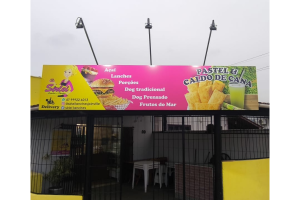 Placa Front (fachada) em Lona Lona + Estrutura Metálica  4x0 Lona 380gr Impressão Eco Solvente Alta definição Veniz PU