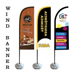 Wind Banner Premium Tecido Dohler  4x4 Tecido e Impressão Especial Costura Haste e Pedestal